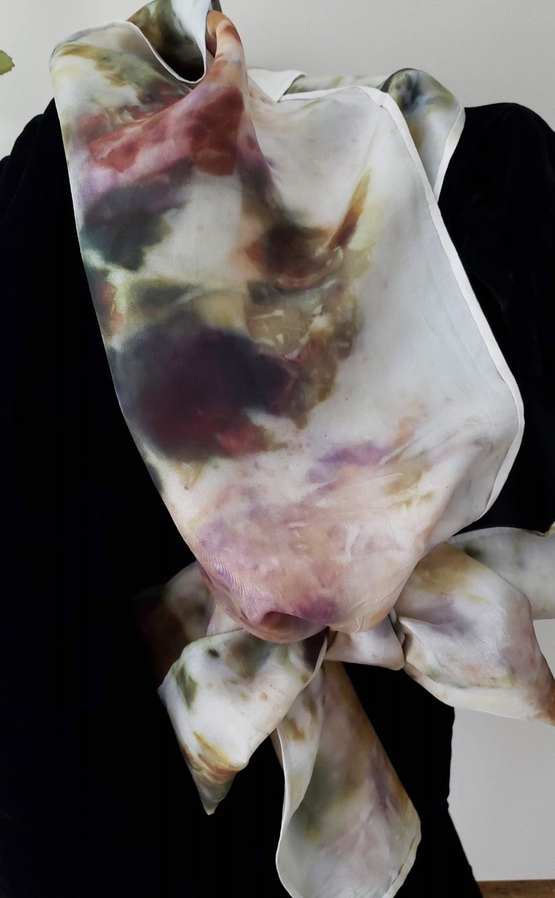 Unique Eco-printed Silk Scarf with Crepe Myrtle