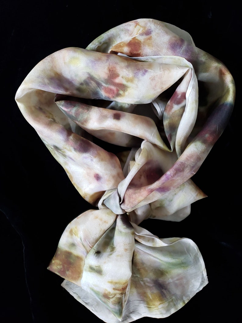 Unique Eco-printed Silk Scarf with Crepe Myrtle