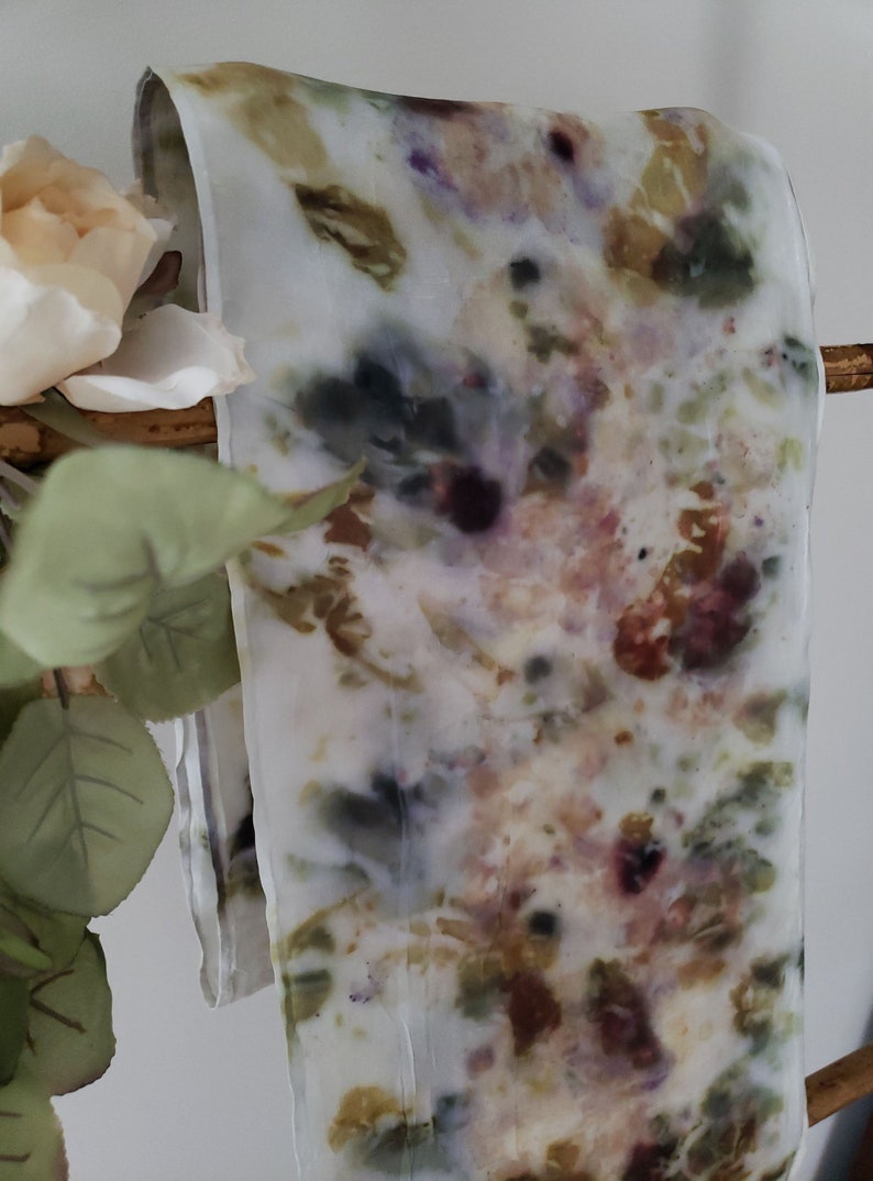 Unique Eco-printed Silk Scarf with Crepe Myrtle