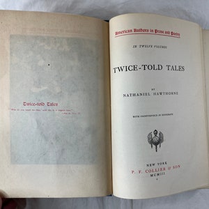 1903 Twice-Told Tales autorstwa Nathaniela Hawthorne'a klasyczna książka w twardej oprawie Collier