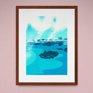 Laguna Blu, Islanda, piscina, nebbia, paesaggio marino, arte, stampa artistica, stampa, turchese, freddo, riflesso, rocce, onsen, geotermale, Monte Þorbjörn,