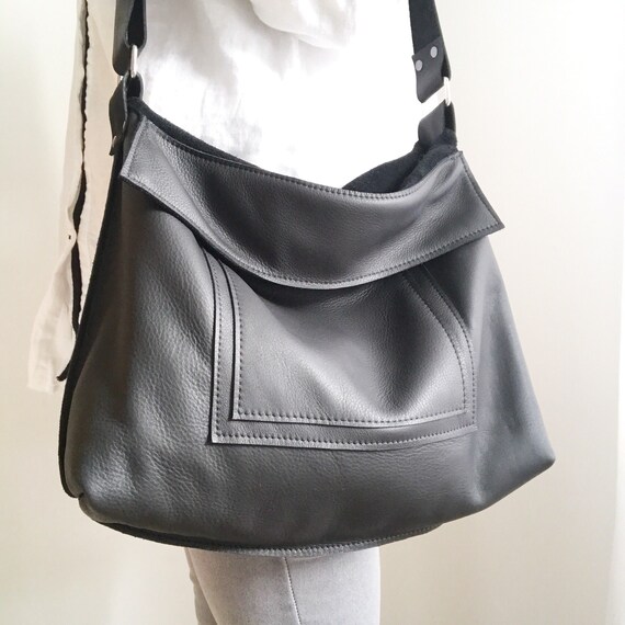 Black Leather Bag Messenger Bag Black Shoulder Bag Black | Etsy Australia