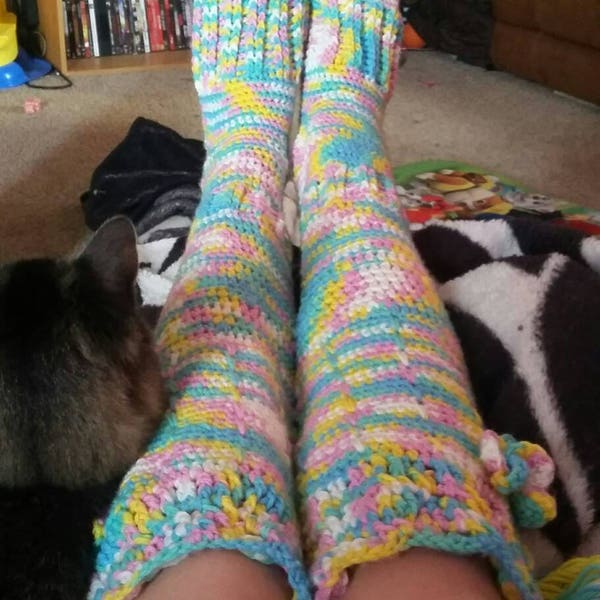 Crochet high knee socks,socks,feet warmers,winter accessory