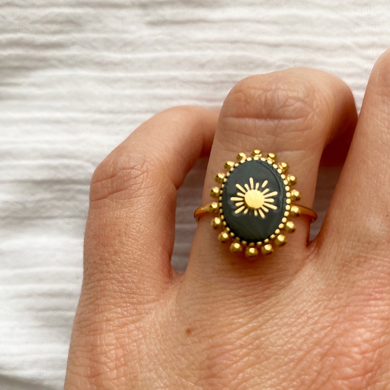 Iris Ring Eye Ring Fine Stone Stainless Steel Ring Etsy