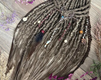 Brown Crochet Dreadlock Extensions: Synthetic DE/SE Dreads with Beads