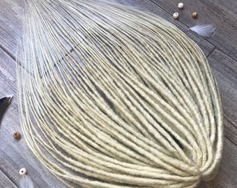 Yellow Blonde Synthetic Dreads. Crocheted Double or Single Ended Dreadlock Extensions with Loose Ends.