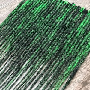 Synthetic Dreads Black Green Crochet Dobule or Single Ended Dreadlock Extensions Full Set Dreadlocks Fake SE or DE Dreads Hair Faux Locs