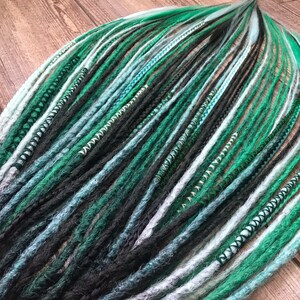 40 DE Synthetic Dreads Black Green Ombre Crochet Full Set Double Ended Dreadlock Extensions Dreadlocks Fake Hair Extensions Faux Locs Braids image 7