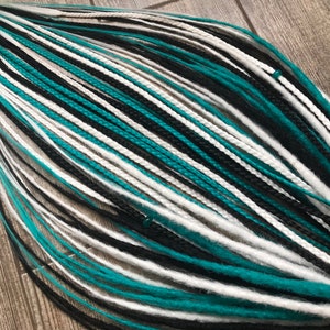 Synthetic Dreads Black White Blue Crochet Full Set Double Ended Dreadlock Extensions SE Dreadlocks Fake Hair Extensions DE Faux Locs Braids