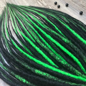 Synthetic Dreads Black Green Ombre Crochet Full Set Double Ended Dreadlock Extensions SE Dreadlocks Fake Hair Extensions DE Faux Locs Braids