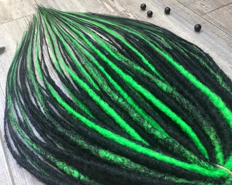 40 DE Synthetic Dreads Black Green Ombre Crochet Full Set Double Ended Dreadlock Extensions Dreadlocks Fake Hair Extensions Faux Locs Braids