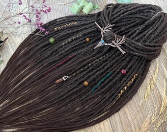 Brown Crochet Dreadlock Extensions: Synthetic Single/Double Ended Dreads