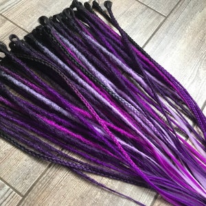 Synthetische dreadlocks mix 4 tinten zwart tot paars Ombre gehaakte volledige set single-ended dreadlock-extensies DE Dreadlocks nep SE faux locs