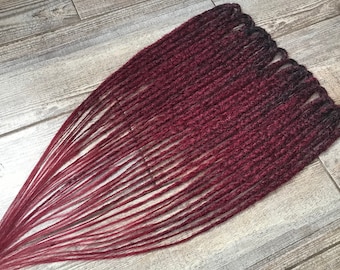 Black to Burgundy Red Ombre Synthetic Dreadlock Extensions