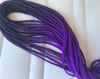 Synthetic Dreads Black Purple Ombre Smooth Double Ended or Single Ended Dreadlock Extensions Braids Full Set Fake Dreads Faux Locs