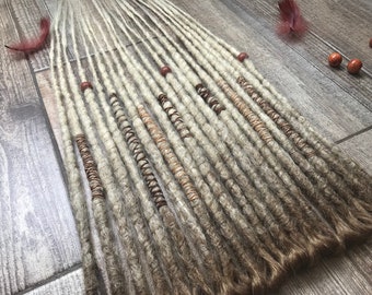 Synthetic Dreads Dark Brown Blonde Ombre Crochet SE Full Set Single Ended Dreadlock Extensions Fake Boho Style DE Faux Locs