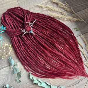 Extensões de dreadlocks sintéticos Borgonha Vermelho Crochê Dreads DE ou SE Dreads falsos Faux Locs Conjunto completo de dreadlocks Boho Ponta dupla ou simples.