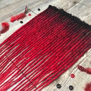 Synthetic Dreads Black Red Ombre Crochet Single Ended Dreadlock Extensions SE Full Set Dreadlocks Fake Dreads Hair Extensions Faux Locs