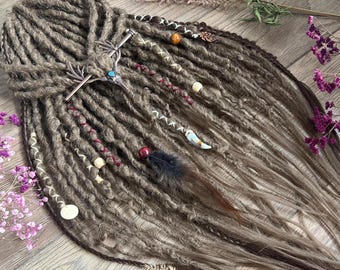 Brown Crochet Dreadlock Extensions: Synthetic DE/SE Dreads with Beads