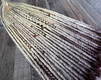 Ombre Brown Blonde Synthetic Dreadlock Extensions: Crochet Boho Braids
