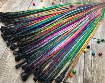 60 SE Synthetic Dreads Black to Rainbow Colors Ombre Crochet Full Set Single Ended Dreadlock Extensions Dreadlocks Fake Extensions Faux Locs