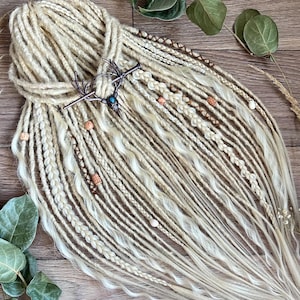 Blonde Synthetic Dreadlock Extensions: Crochet Dreads with Beads