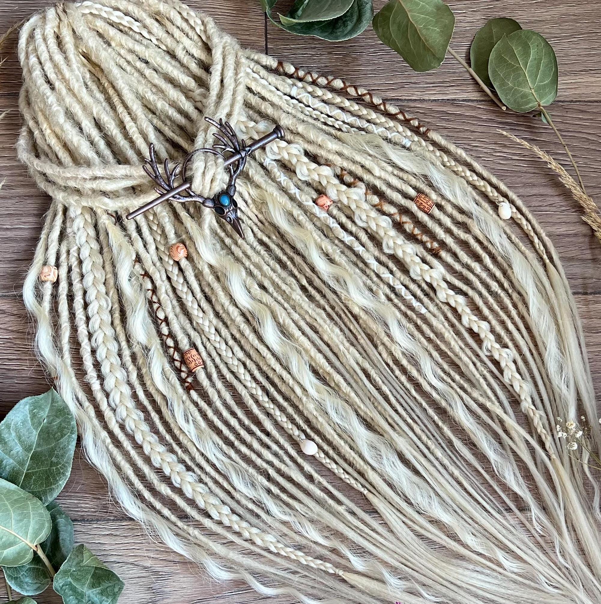 Synthetic SE Dreadlock Extensions Blonde Crochet Full Set Single Ended Dreads Braids Fake Extensions DE Faux Locs Natural Handmade Dreadlock