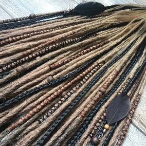 Synthetic Dreadlock Extensions Black Brown Ombre Crochet Single Ended Dreads Fake Extensions DE Faux Locs Boho Natural Handmade SE Dreadlock