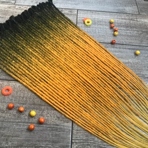 Synthetic Dreads Black Orange Ombre Crochet Dreadlock Extensions Double or Single Ended Dreadlocks Fake Hair Extensions SE or DE Faux Locs