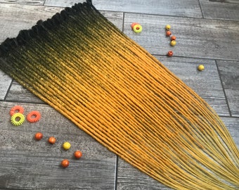 Synthetic Dreads SE or DE Black Orange Ombre Crochet Dreadlock Extensions Double or Single Ended Dreadlocks Fake Hair Extensions Faux Locs