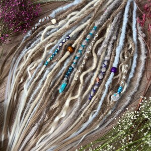 Blonde Brown Gray Synthetic Dreads: Crochet Dreadlock Extensions with Beads