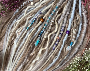 Blonde Brown Gray Synthetic Dreads: Crochet Dreadlock Extensions with Beads