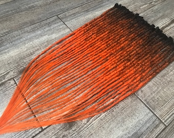 Synthetic Dreads Black Neon Orange Ombre Crochet Double or Single Ended Dreadlock Extensions DE or SE Dreadlocks Fake Dreads Faux Locs