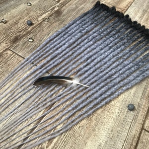 Synthetic Dreads SE Black Gray Silver Ombre Crochet Single Ended Dreadlock Extensions Full Set Dreadlocks Fake Dreads Faux Locs