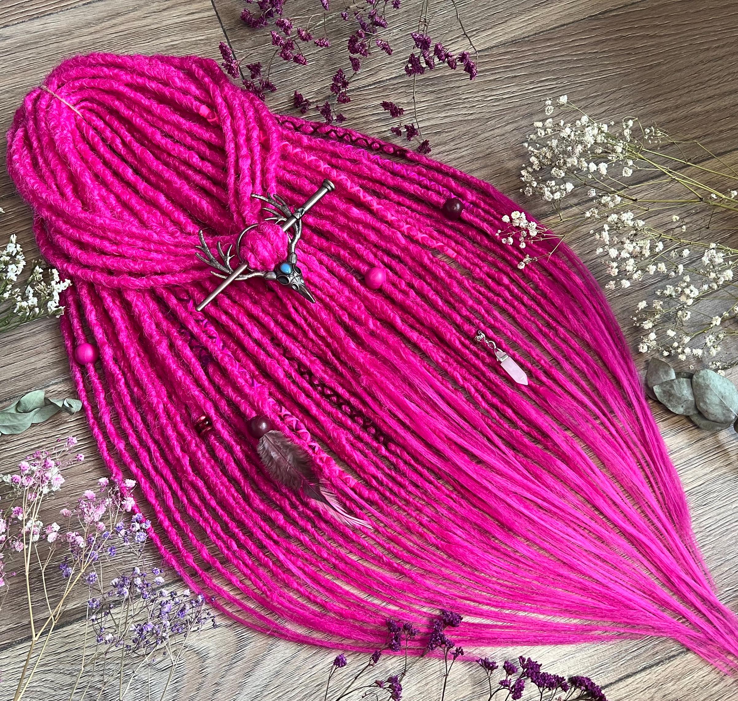 Synthetic Dreads Neon Pink Crochet DE or SE Double or Single Ended Dreadlock Extensions Dreads Full Set Dreadlocks Fake Dreads Faux Locs
