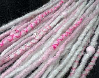 25 SE Synthetic Dreads White Pink Crochet Full Set Single Ended Dreadlock Extensions Dreadlocks Fake Hair Extensions Faux Locs Braids