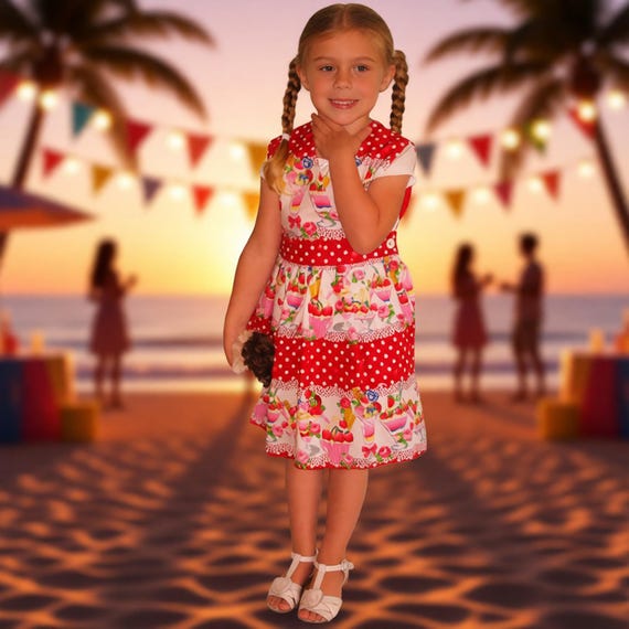 red pinafore dress Frilly Bow Pinafore Dress (Red) S