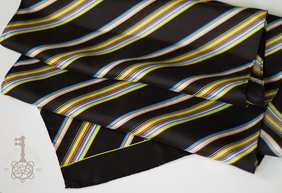 Black Striped Light Summer Silk Men's Scarf | Men'