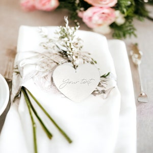 Ornamento per bomboniere a forma di cuore bianco da 1" (2,54 cm) a 9" (22,86 cm) set fino a 100, etichetta personalizzata, ritaglio per forniture per feste, regalo per hostess