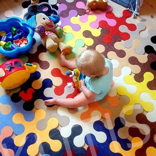 Tappeto puzzle Multicolor Forma rotonda Tappeto puzzle per bambini interno Decorazione della stanza dei bambini tappeto per bambini kinderzimmer teppich