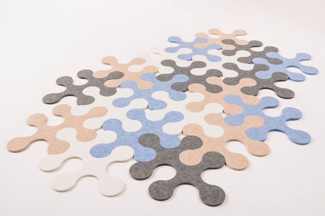 Design Puzzle Rug Light Colors Round Shape Puzzle Carpet for Home