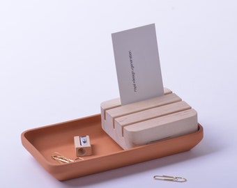 Terracotta desk organizer Scandinavian style desk accessory Natural material