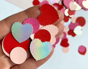 Valentine&#39;s Day Confetti, Red, Pink and Holographic Heart  Funfetti Table Sprinkles Perfect For Parties & Weddings.