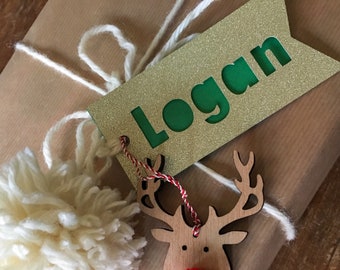 Personalised Christmas Gift Tags, Custom Name Tags for Christmas Gifts, Bespoke Tags for Children's Party, Birthday Wrapping & Gift Bags.