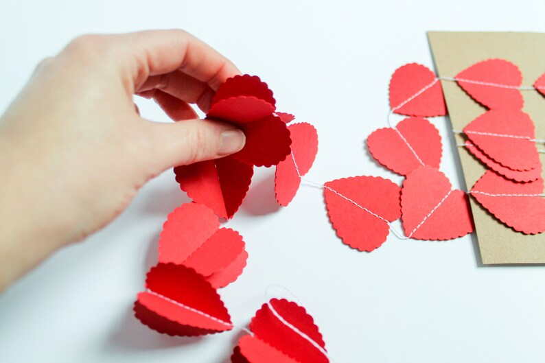 Valentine's Day Decorations, Red Heart Confetti Garland for Valentines Décor, Valentine's Party Decorations & Photoshoot Back Drops. image 2