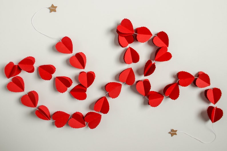 Wedding Day Decorations Red 3d Heart Confetti Garland Ideal Etsy