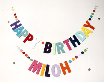 Happy Birthday Garland | Personalised Birthday Banner | Custom Name Birthday Bunting | Bespoke Birthday Party Decorations. .