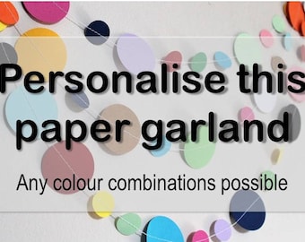 Design Your Own Bespoke Colour Paper Garland. Nursery Garland | Baby Shower | Birthday Garland | Photo Backdrop. Free UK shipping.