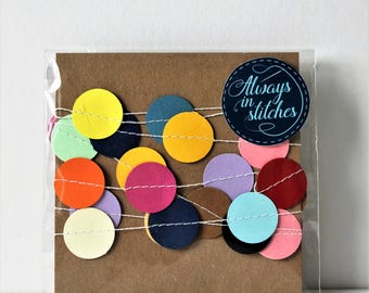 Rainbow Party Mini Circle Paper Garland. Multi-coloured Bunting. Baby Shower | Nursery Garland | Birthday Decoration. .