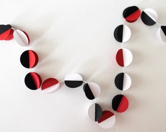 Vampire Inspired 3D Confetti Halloween Decor | Black, Red & White Gothic Decoration | Halloween Paper Garland.